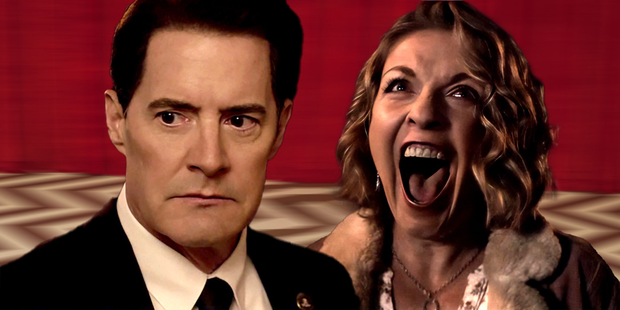 Cooper looking worried and Laura Palmer screaming in Twin Peaks custom header