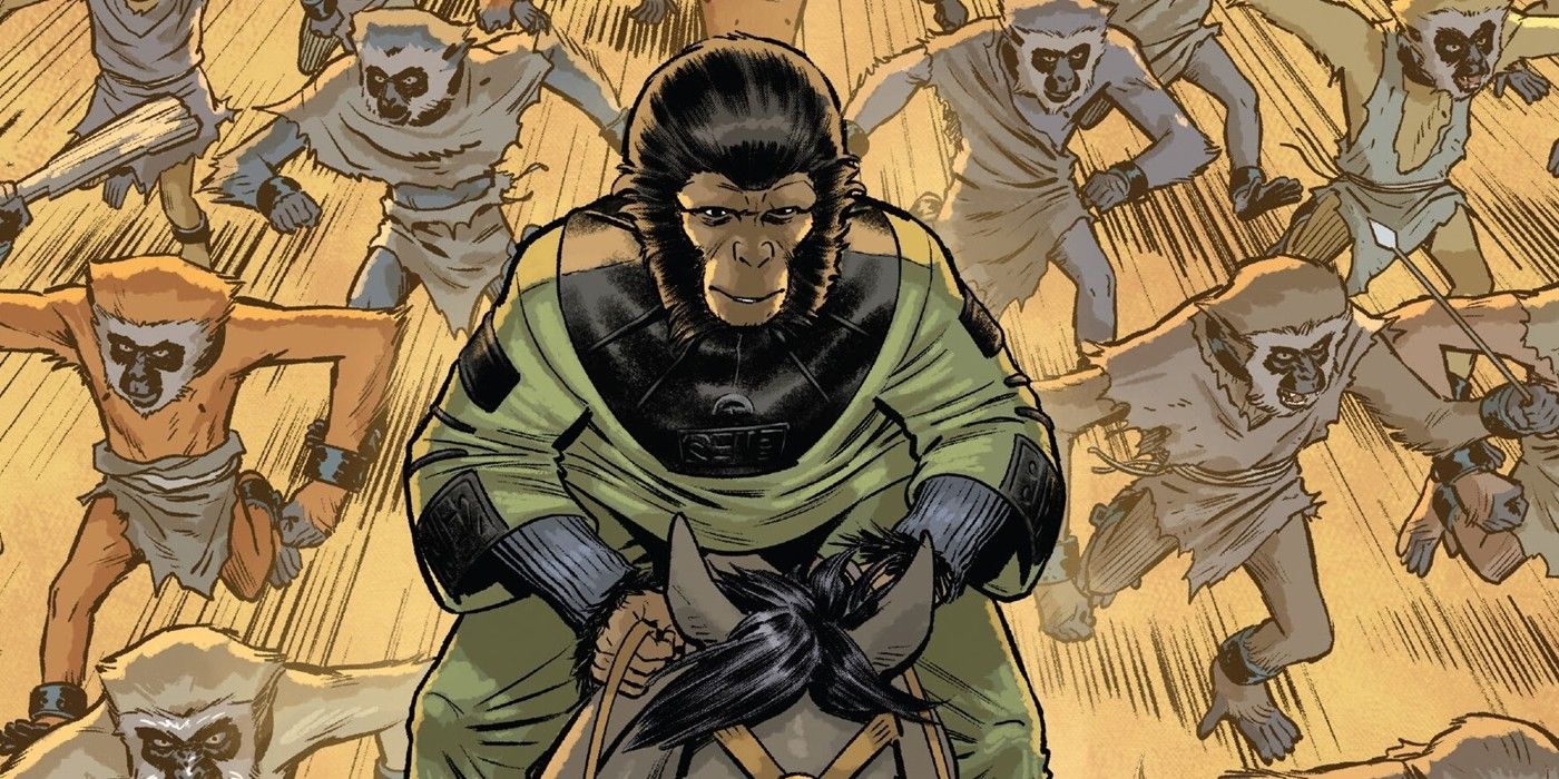 Cornelius leads the Gibbons Apes into battle