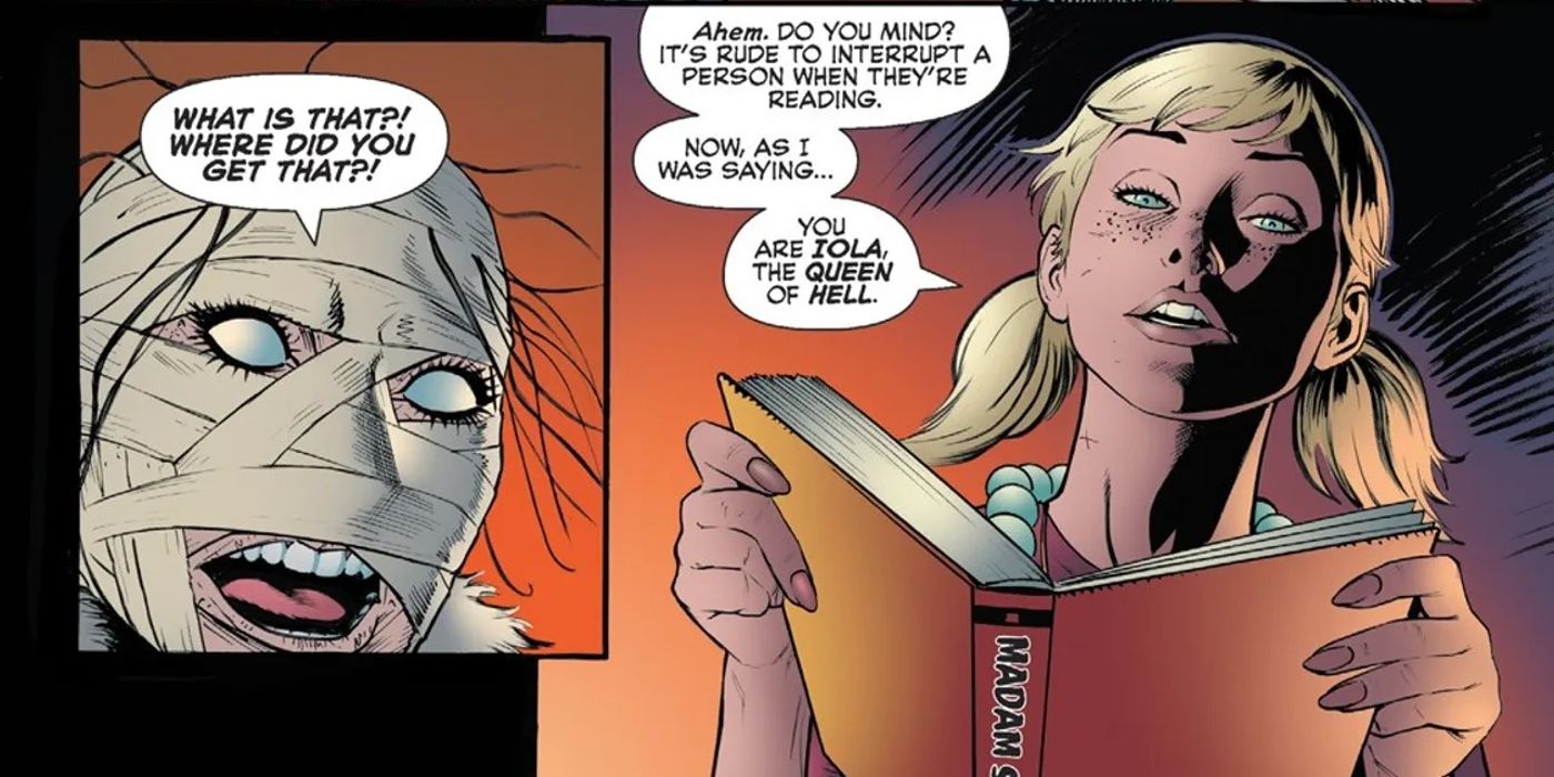Jinx Prepares to Read Madam Satan a Page of Her Story in The Cursed Library Prelude