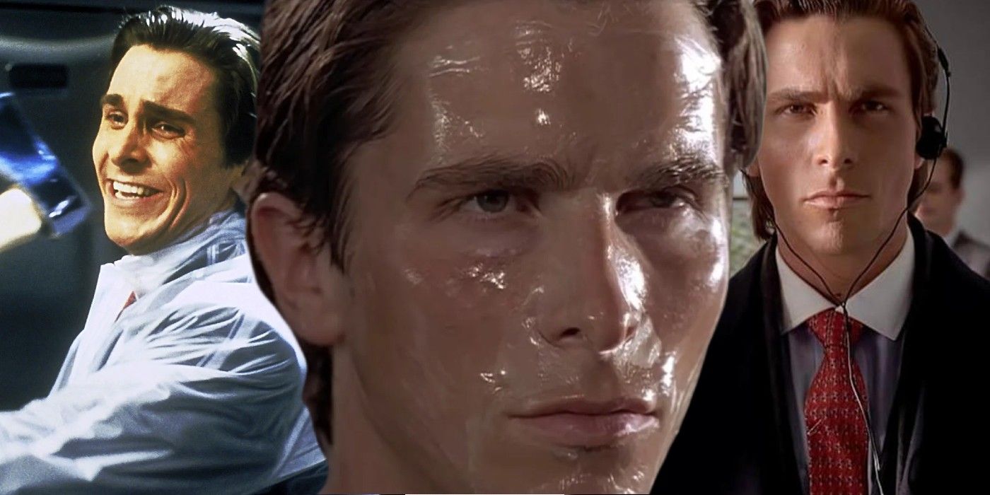 Collage of Christian Bale as Patrick Bateman in American Psycho