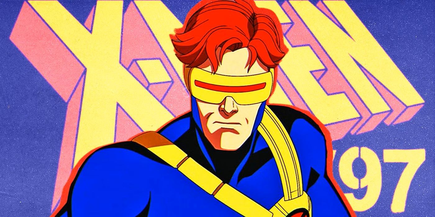 Cyclops in front of the X Men 97 logo