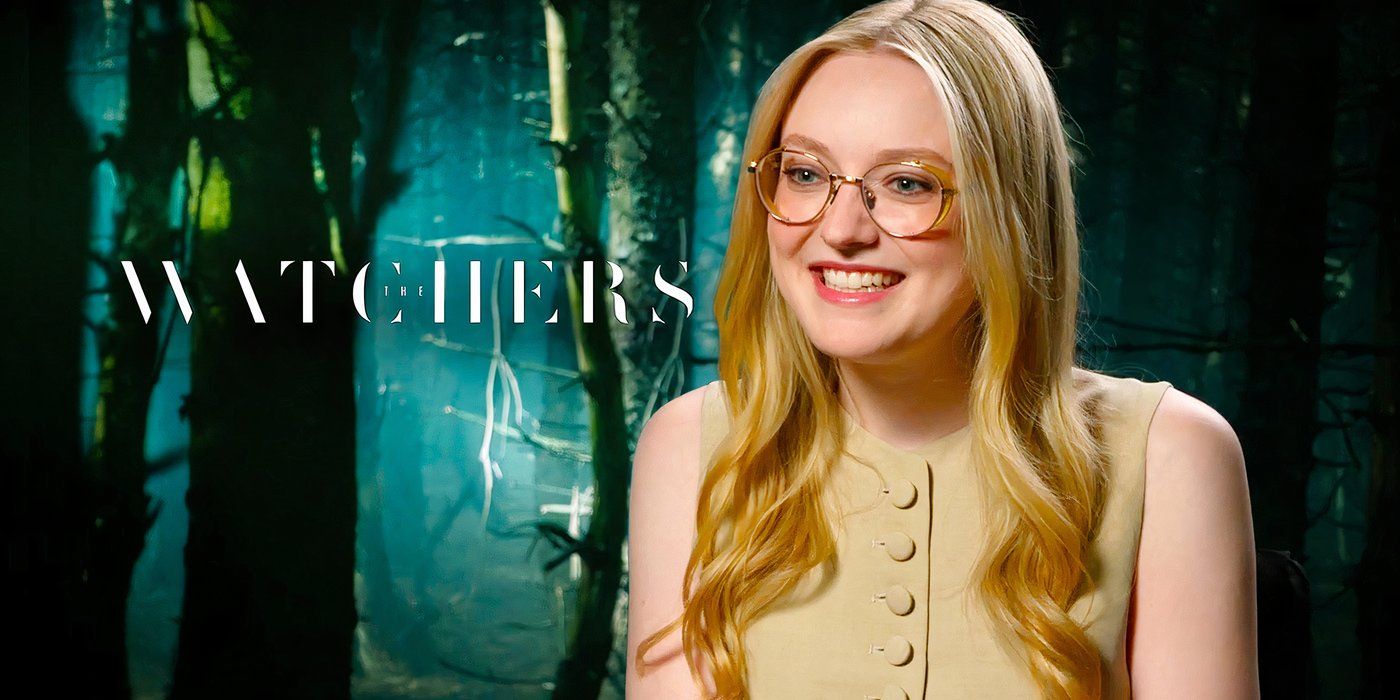 Edited image of Dakota Fanning during The Watchers interview