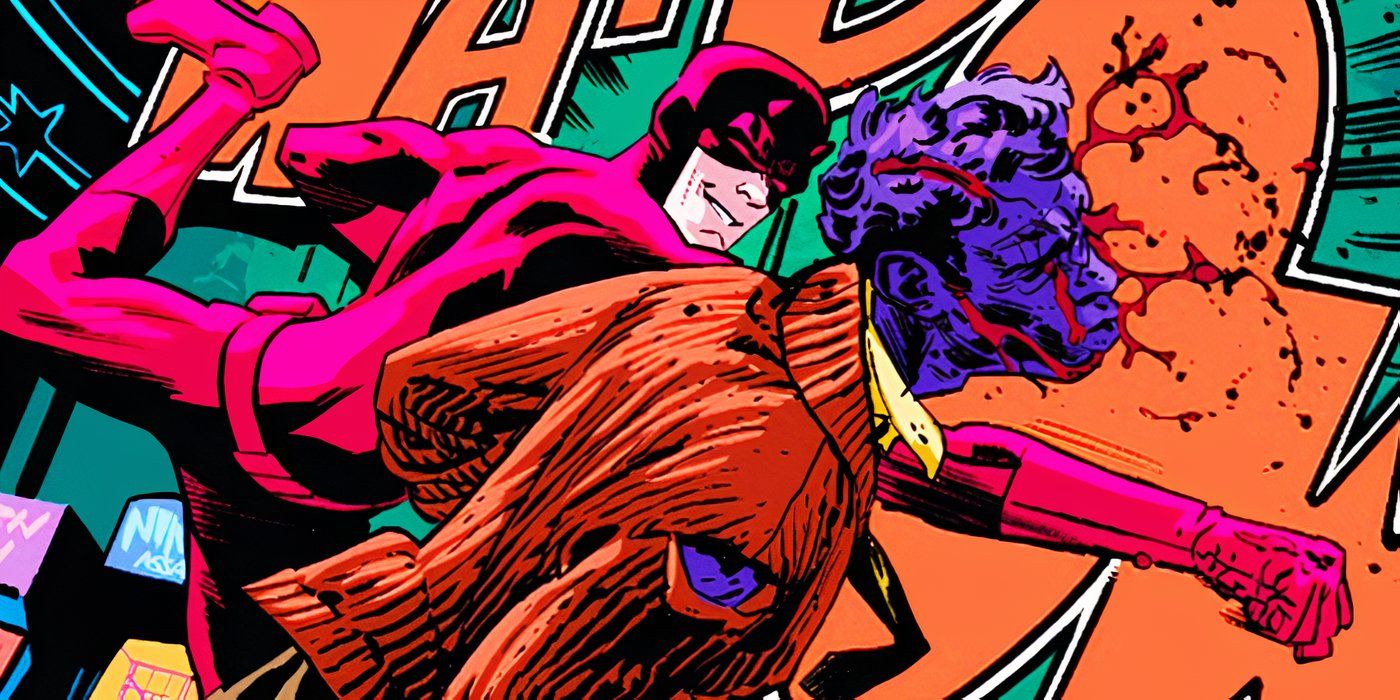 Daredevil fighting the Purple Man in Marvel Comics