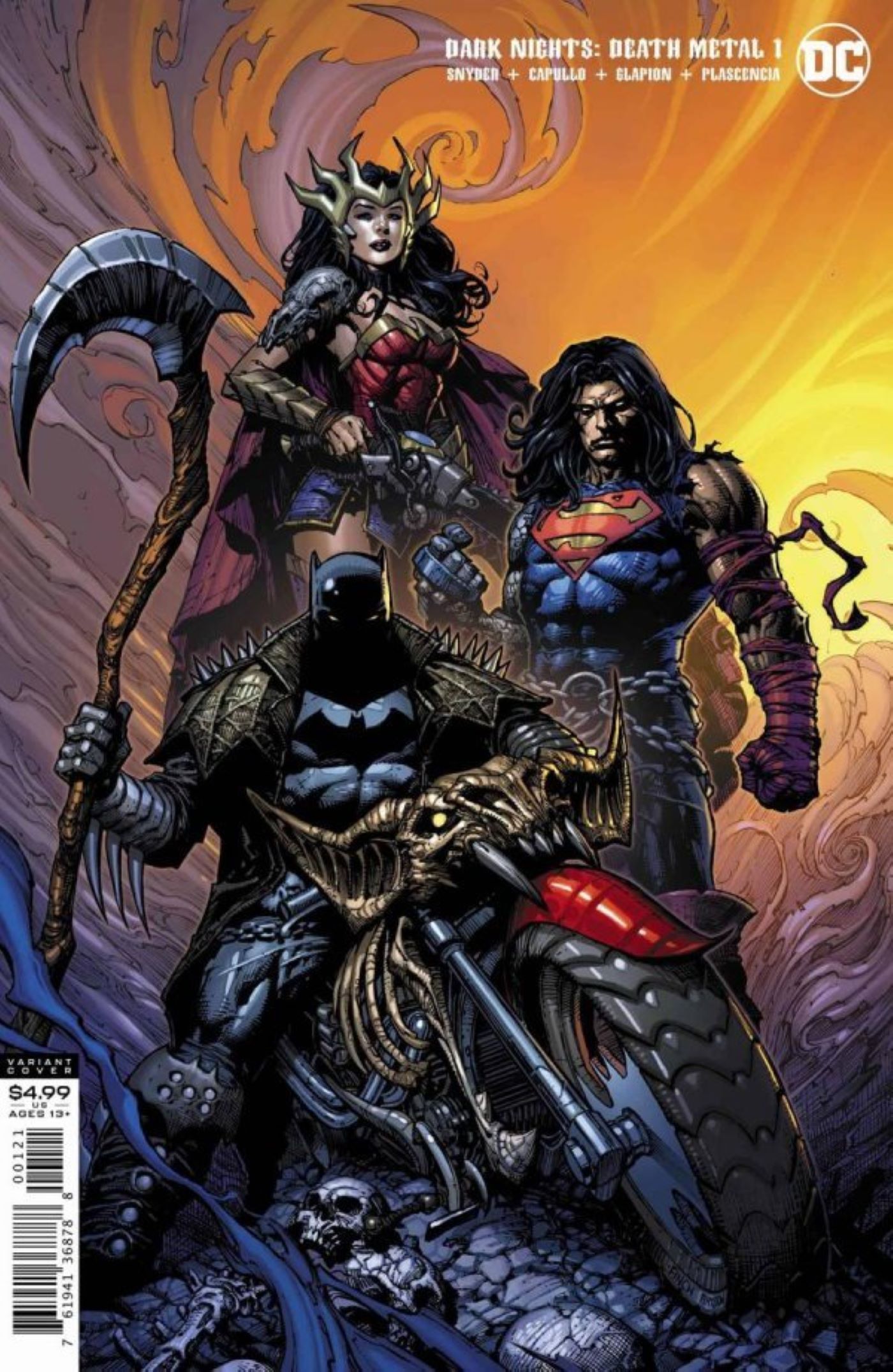 Dark Knights Death Metal #1 com Batman Mulher Maravilha e Superman