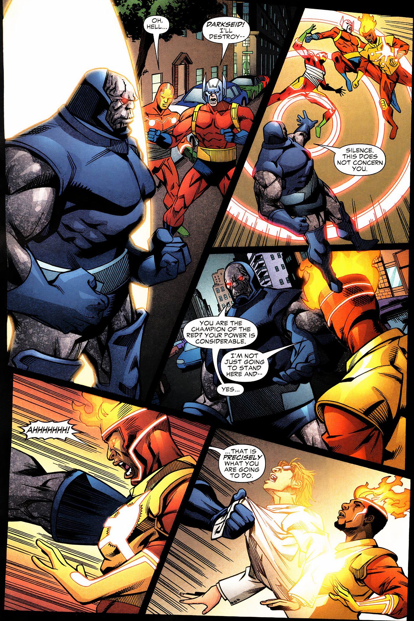 Darkseid rips out one of Firestorm's personas