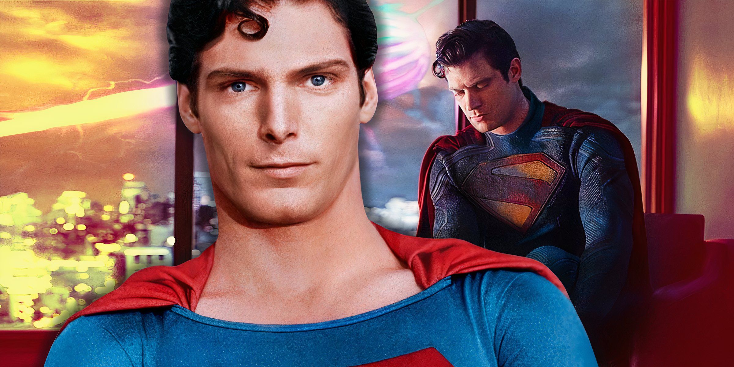 David Corenswet as Superman with Christopher Reeves