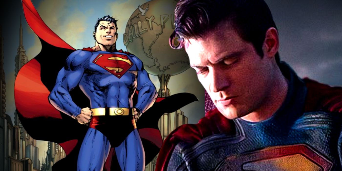 David Corenswet's Superman Full Suit Image in James Gunn's DCU Superman Movie and the Man of Steel Posing Triumphantly in DC Comics
