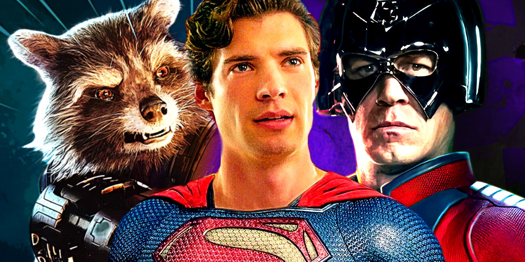 David Corenswet's Superman with John Cena's Peacemaker and Bradley Cooper's Rocket Raccoon in James Gunn's Marvel and DC Superhero Projects