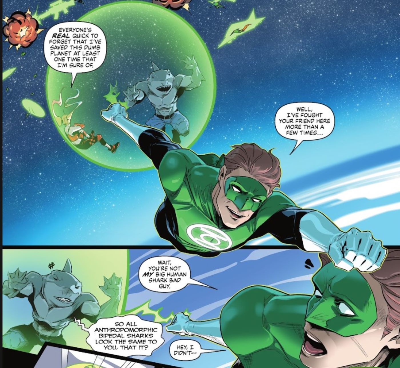 Spring Breakout da DC com King Shark Harley Quinn e Hal Jordan Lanterna Verde 
