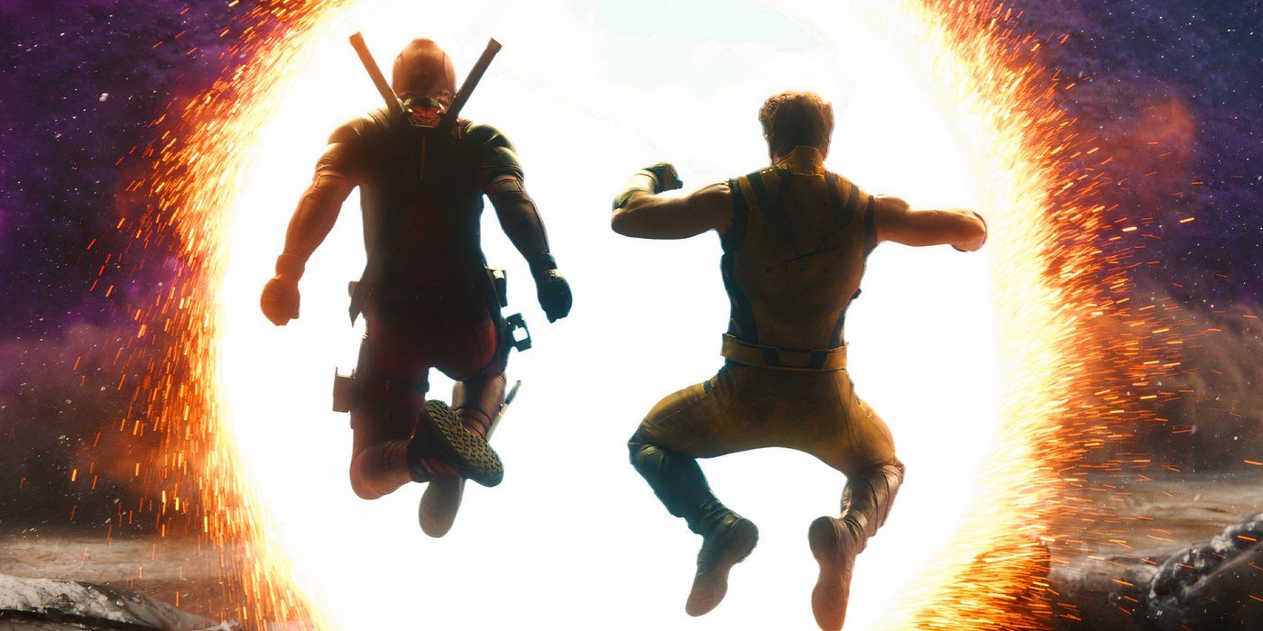 Deadpool jumping into a portal with Wolverine in Deadpool & Wolverine trailer