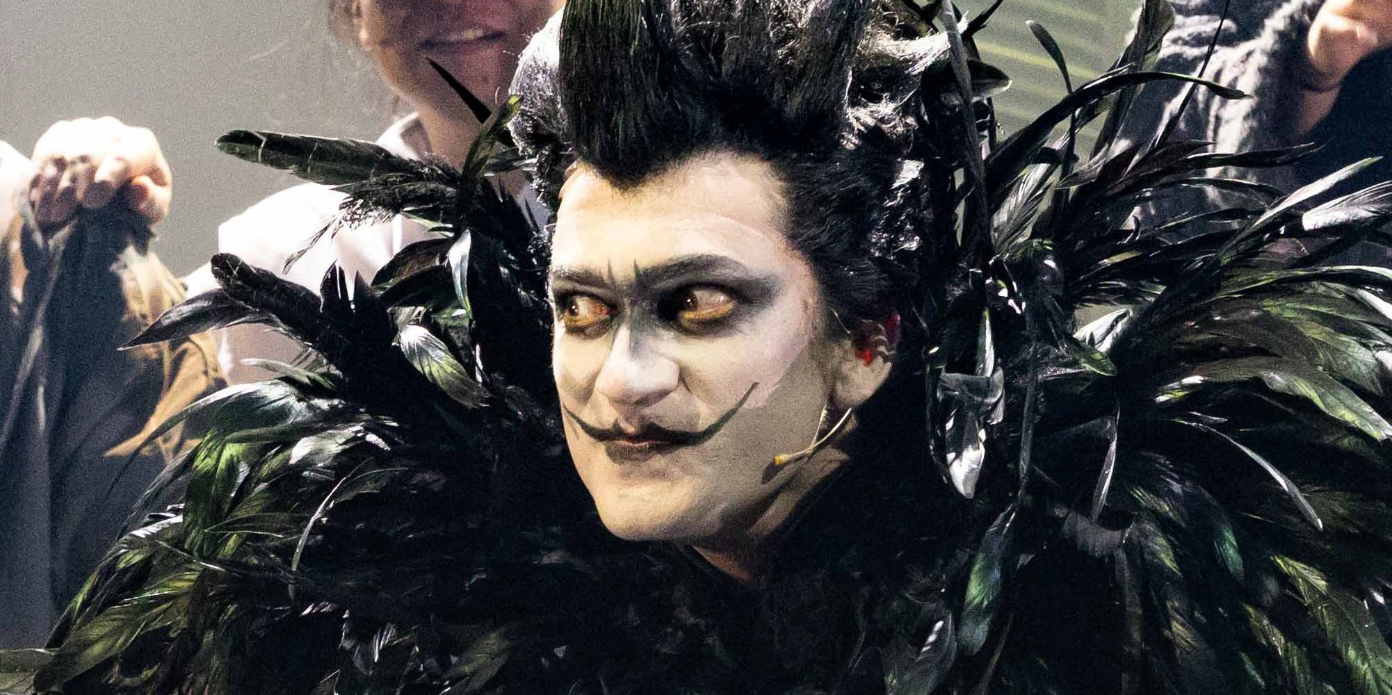 Close up shot of live action Ryuk from Death Note the musical