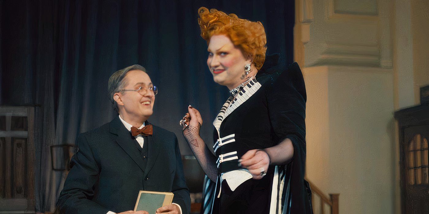 Jeremy Limb as Timothy Drake and Jinkx Monsoon as Maestro in Doctor Who - The Devil's Chord