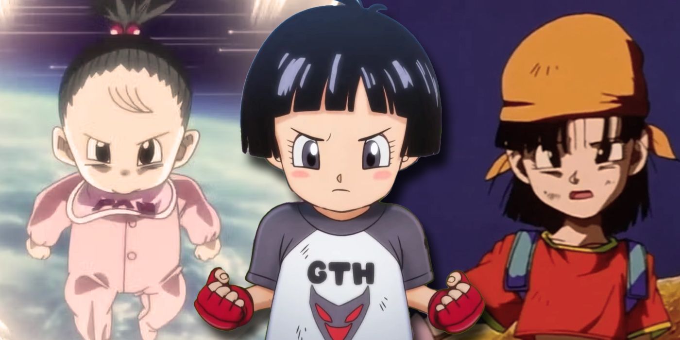 Dragon Ball: Pan at three different ages.