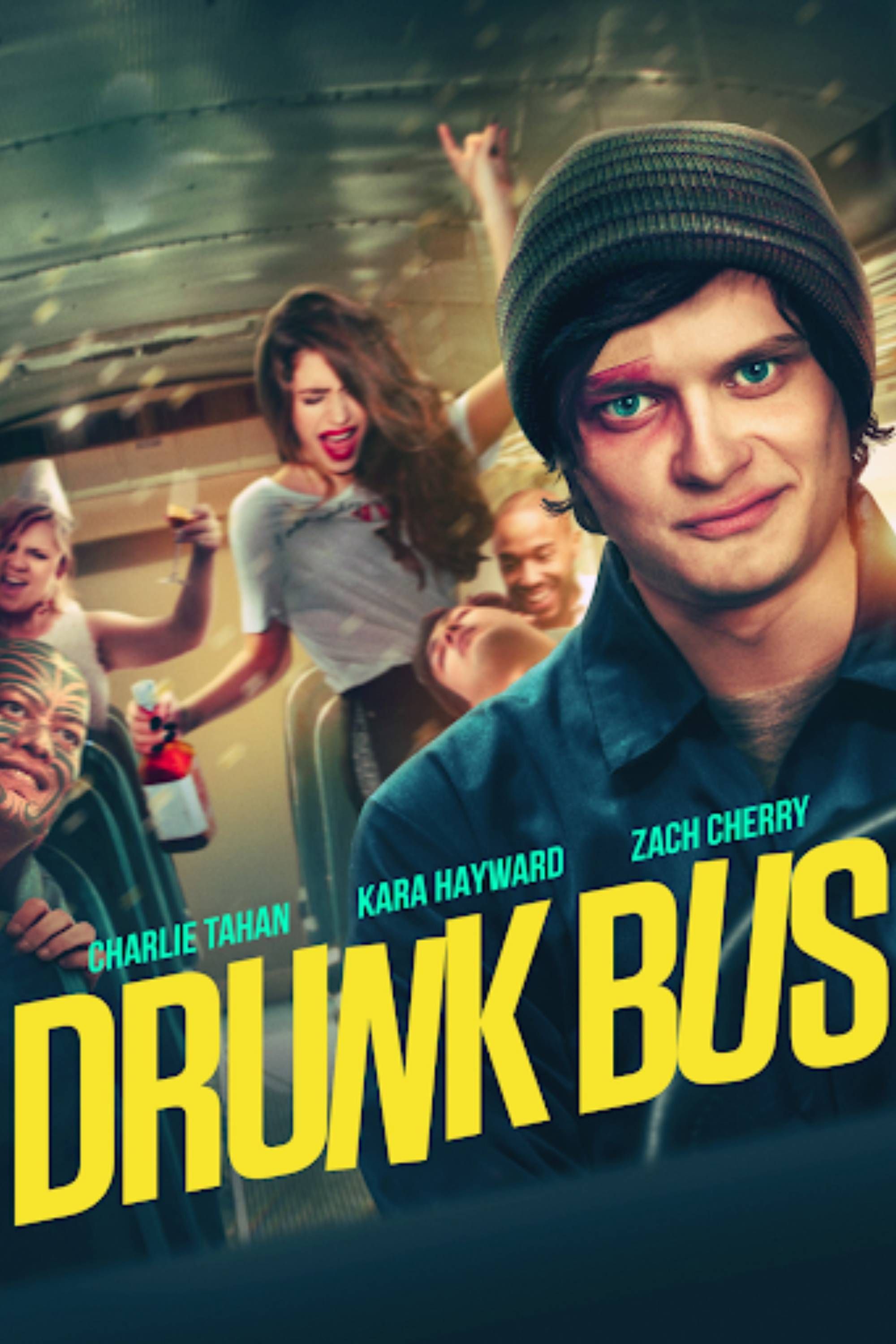 Drunk Bus (2021) - Poster - Charlie Tahan, Kara Hayward &amp; Zach Cherry