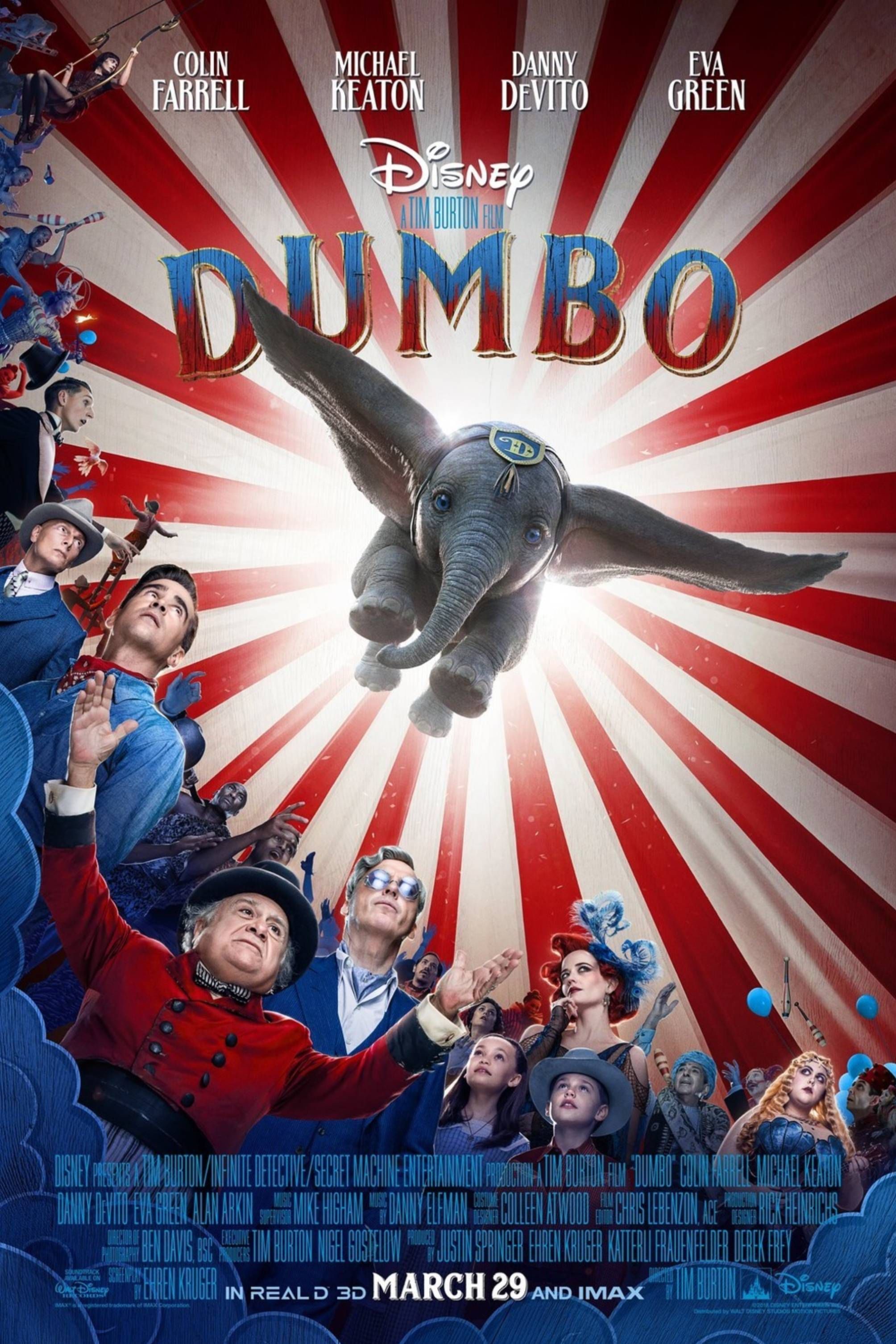 Dumbo (2019) - Poster - Colin Farrell, Michael Keaton, Danny Devito & Eva Green