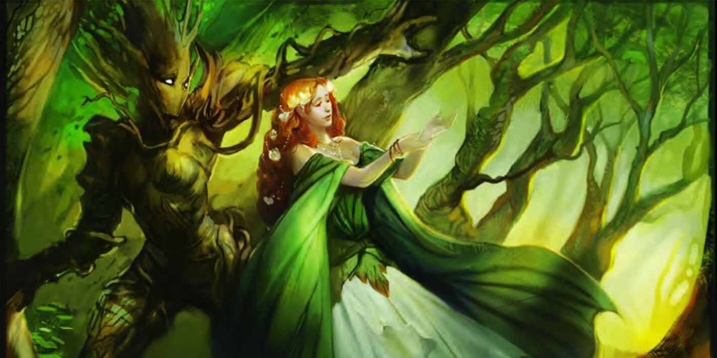 Dungeons and Dragons Dryad in a forest.