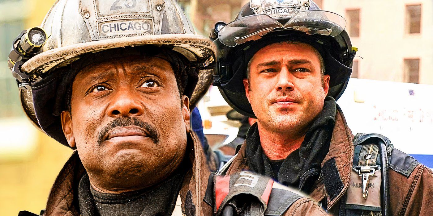 Eammon Walker as Boden looking up next to Taylor Kinney as Severide looking to the side in Chicago Fire