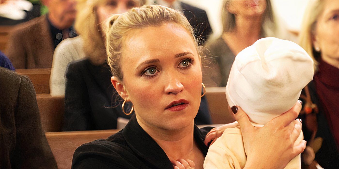Emily Osment as Mandy in the Young Sheldon finale at George's funeral