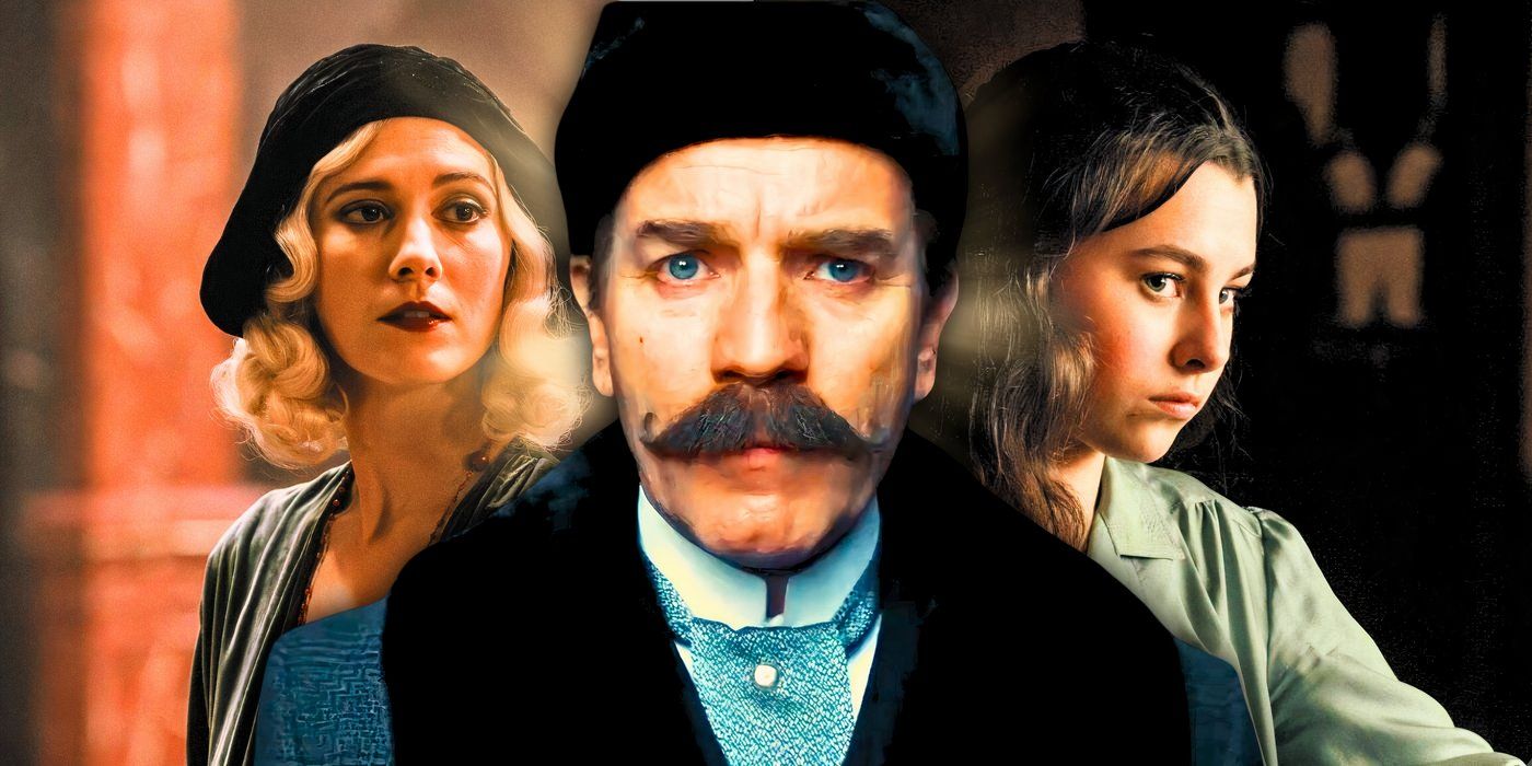 A custom image of Mary Elizabeth Winstead as Anna Urbanova, Ewan McGregor as Alexander Rostov, and Beau Gadsdon as Sofia in A Gentleman in Moscow