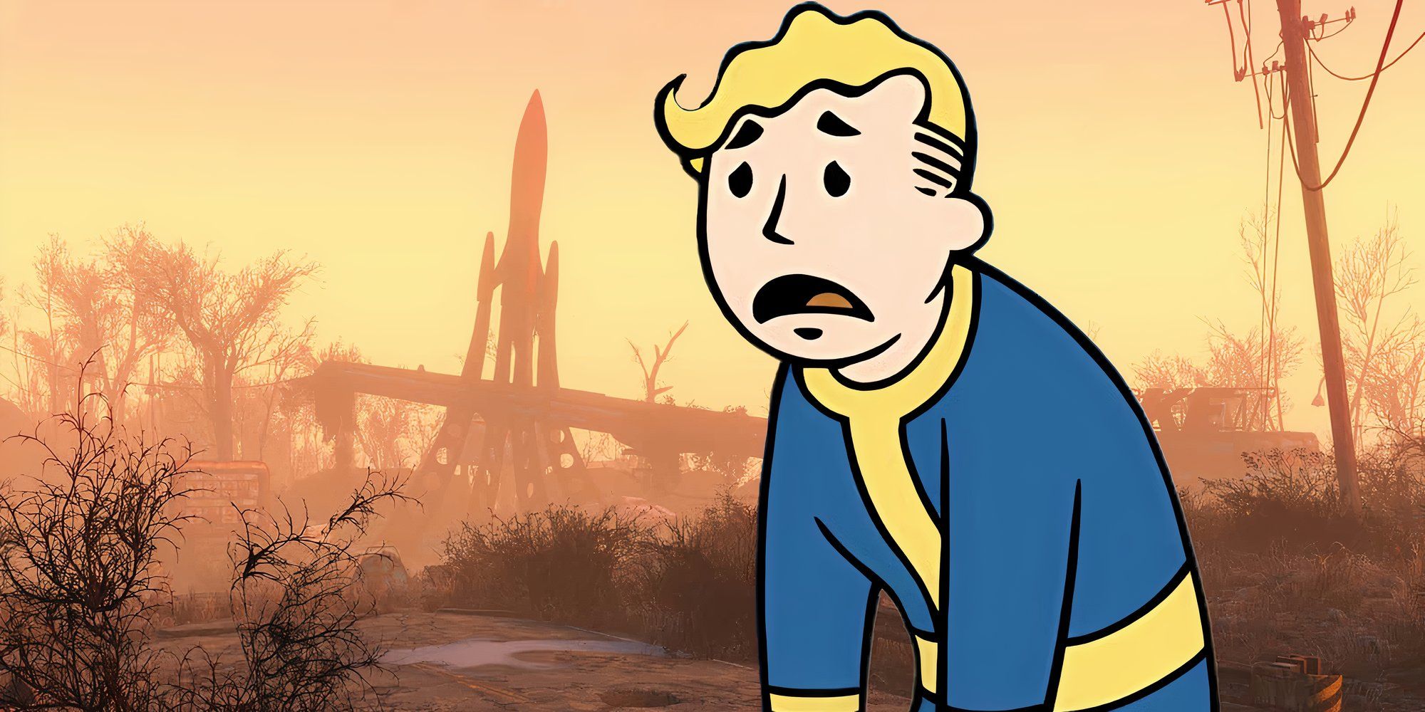 Fallout 4 - Vaultboy triste com foguete vermelho