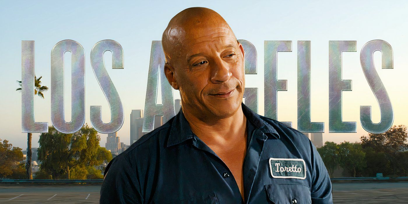  Vin Diesel in Fast X against a Los Angeles backdrop