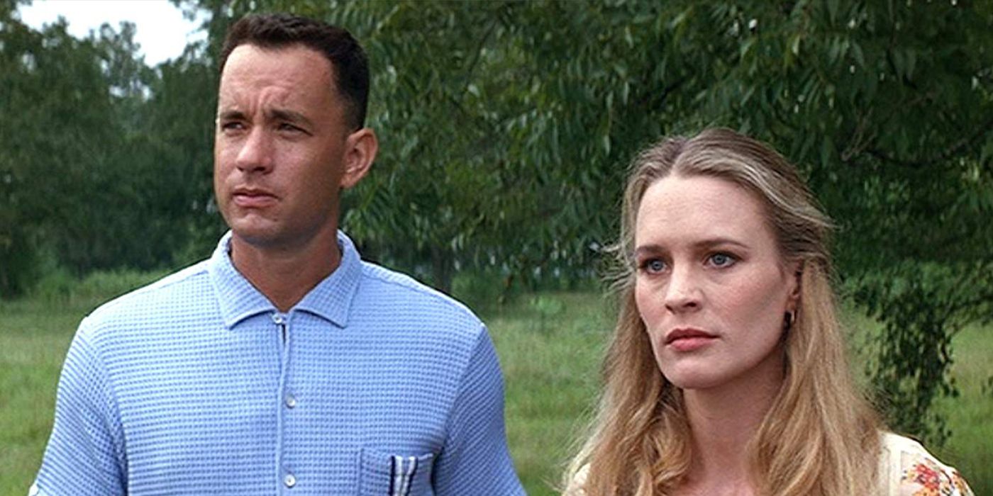 Forrest and Jenny in a field in Forrest Gump