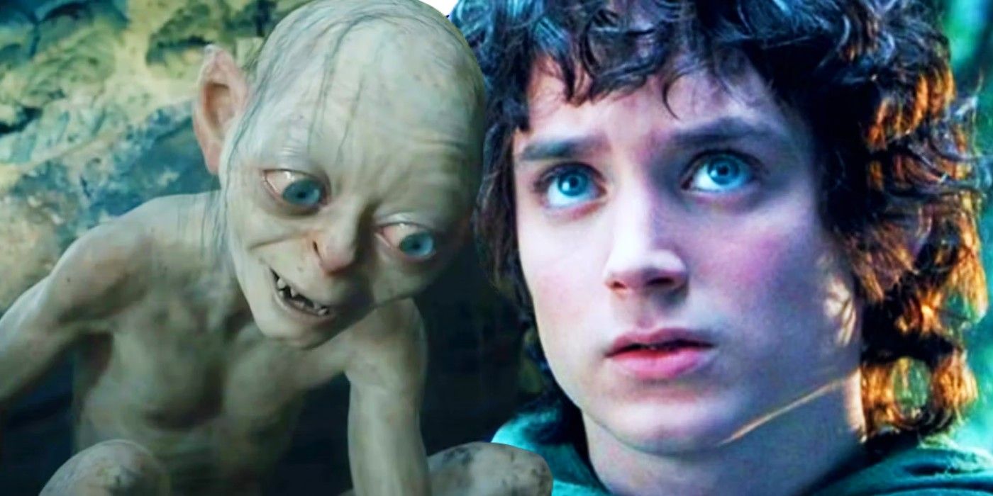 Gollum (Andy Serkis) next to Frodo Baggins (Elijah Wood) in The Lord of the Rings