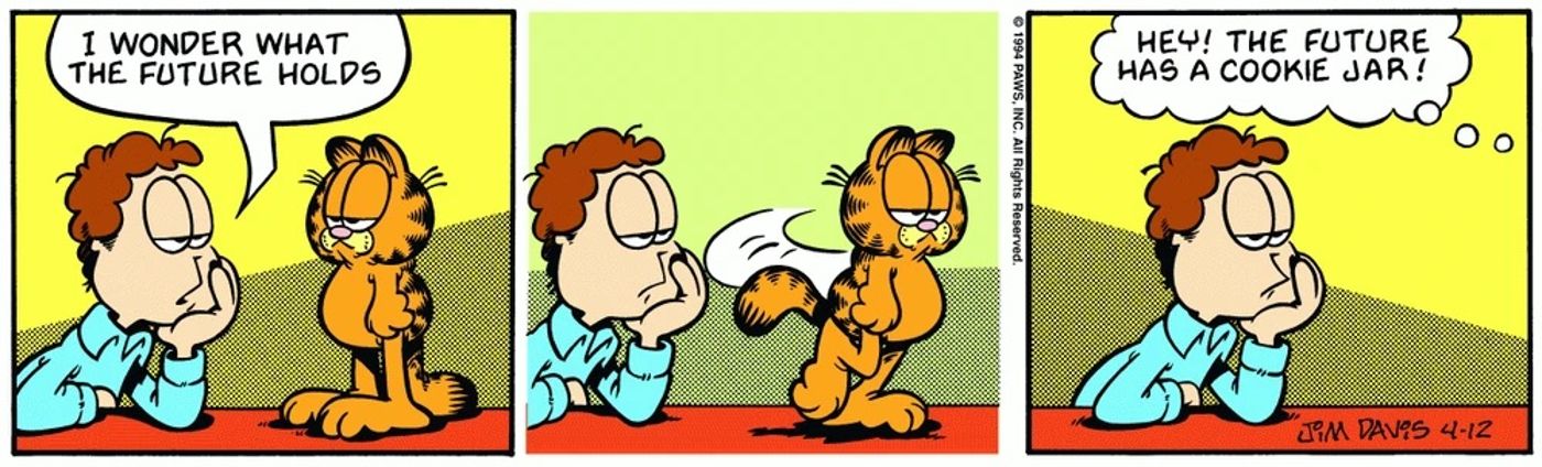 Garfield descobre um pote de biscoitos no futuro