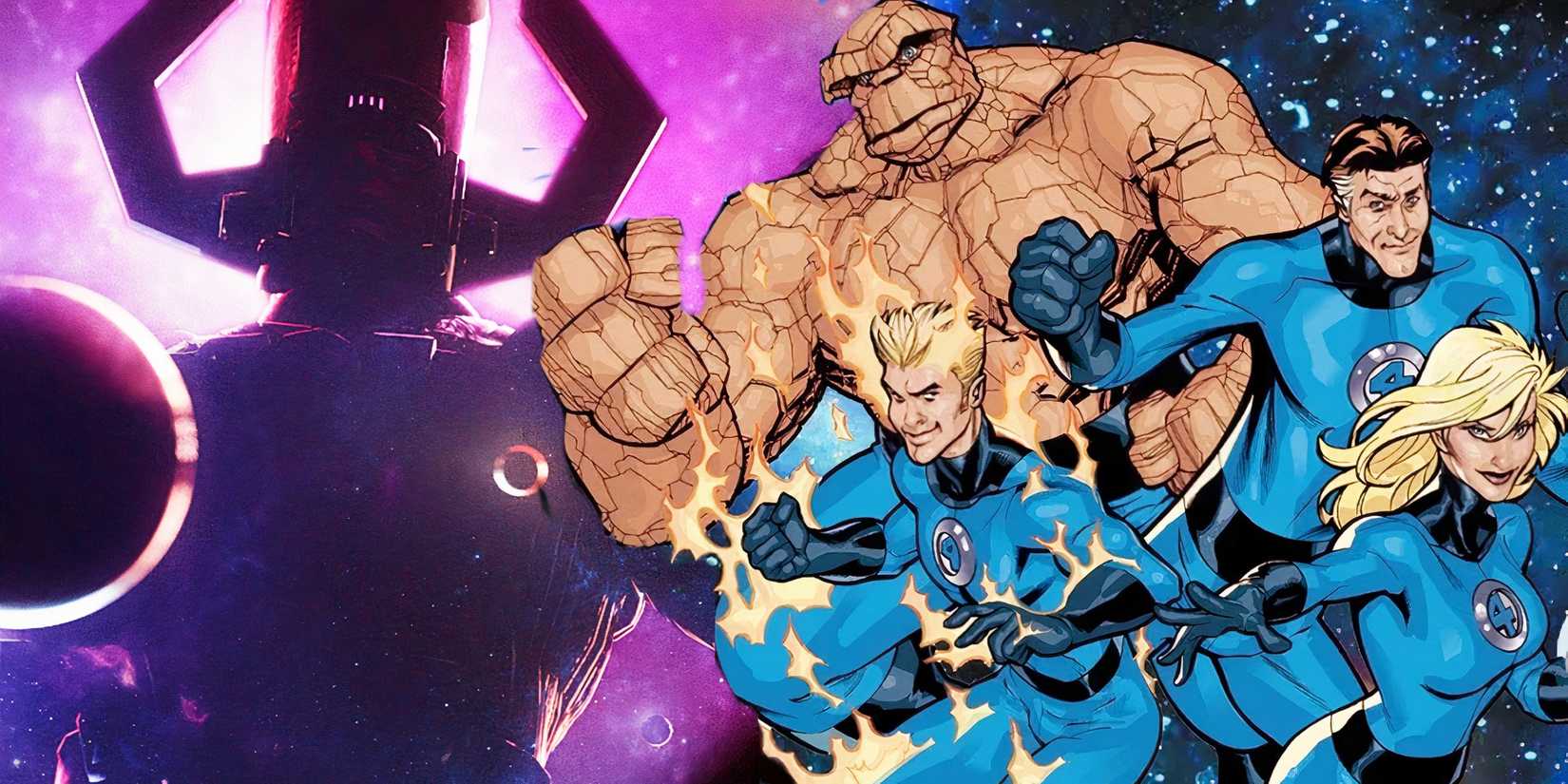Comic book art: The Fantastic Four preparing to fight Galactus.