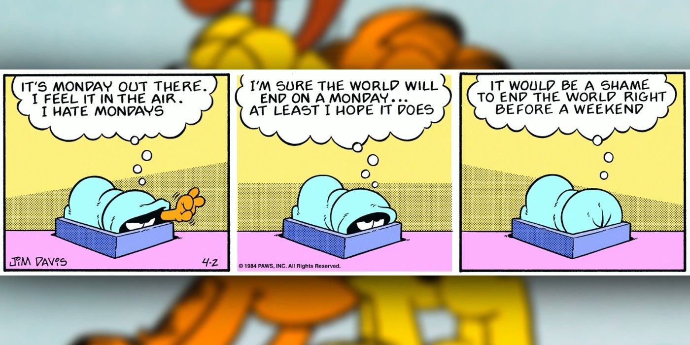 garfield hopes the world ends on a monday