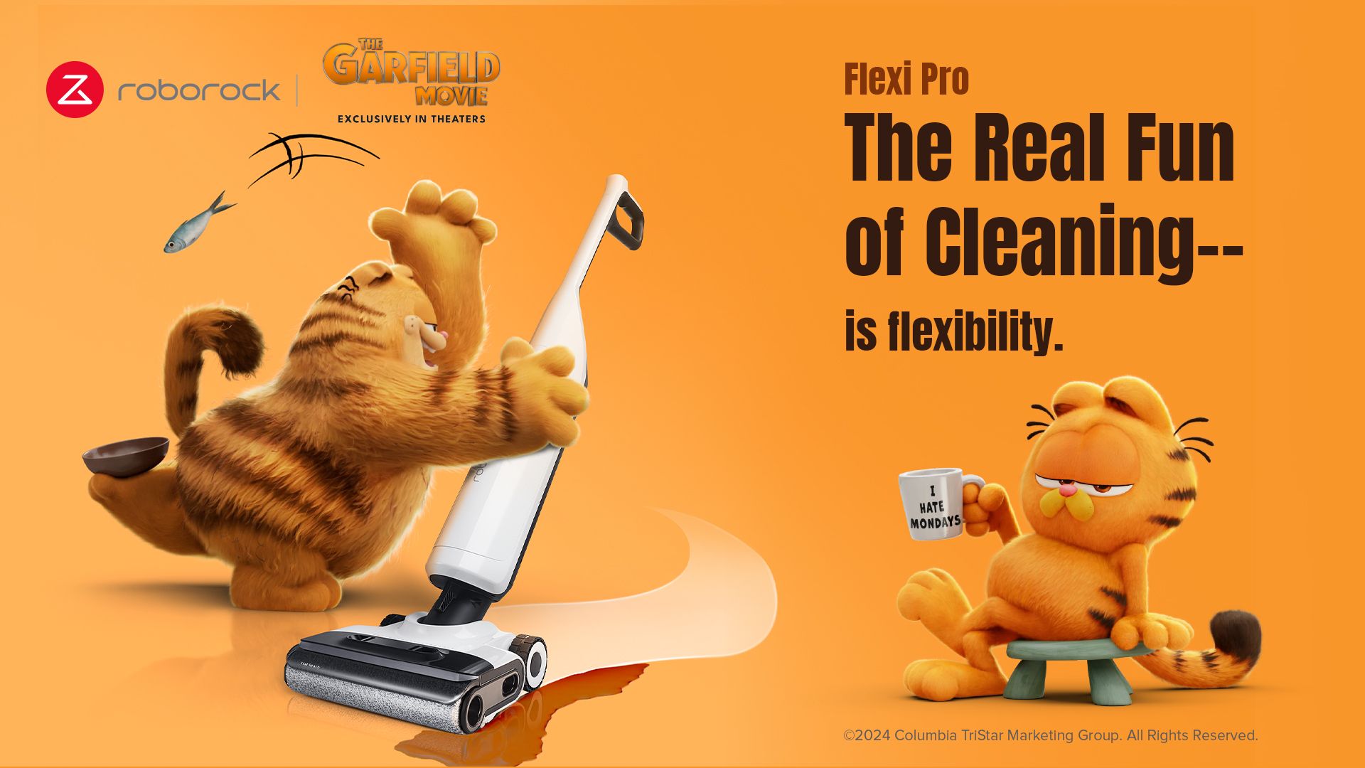 Команда Garfield Movie и Roborock проводят кампанию по уборке, в которой разрешено размещение с домашними животными