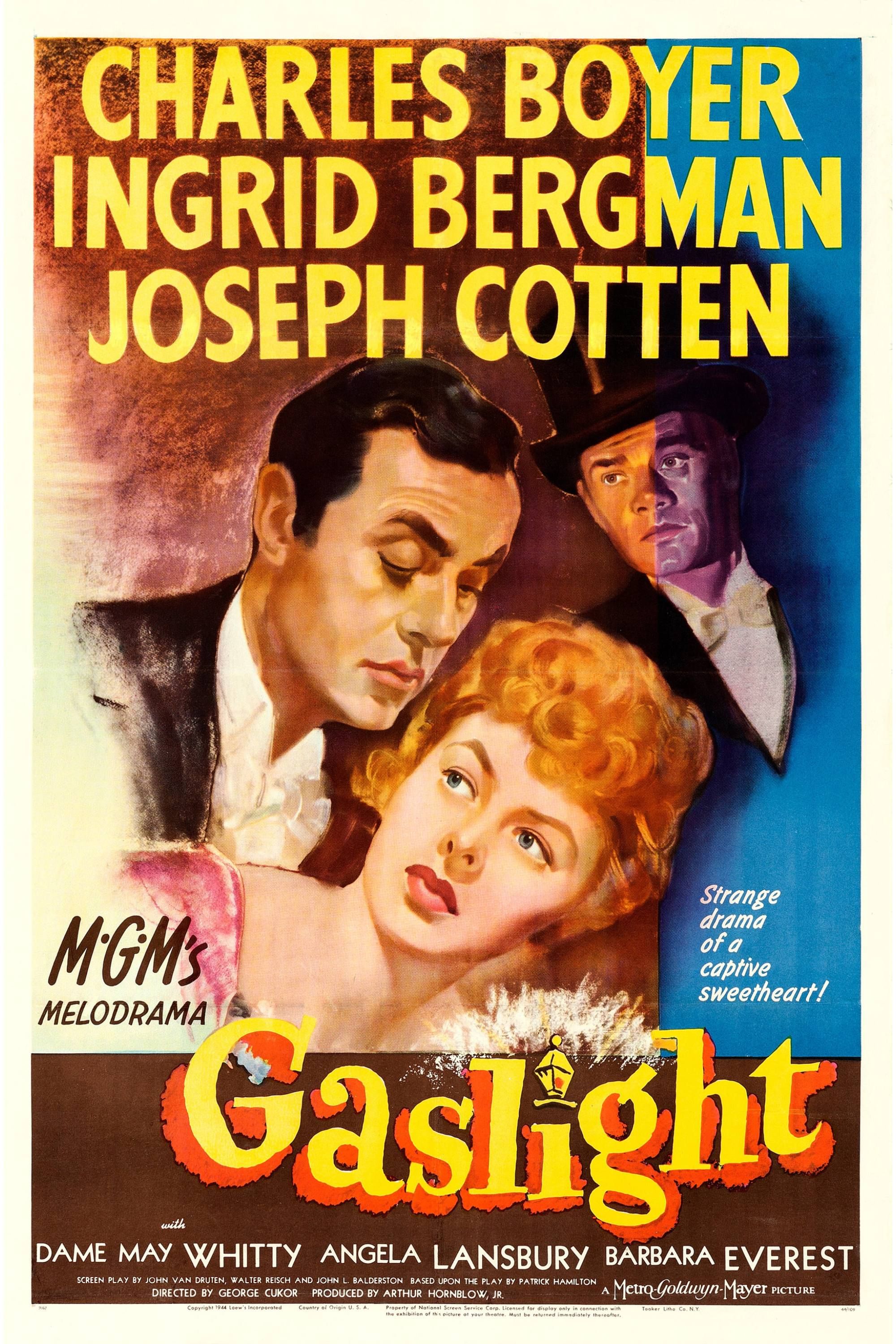Gaslight (1944) - Poster - Charles Boyer, Ingrid Bergman & joseph cotten
