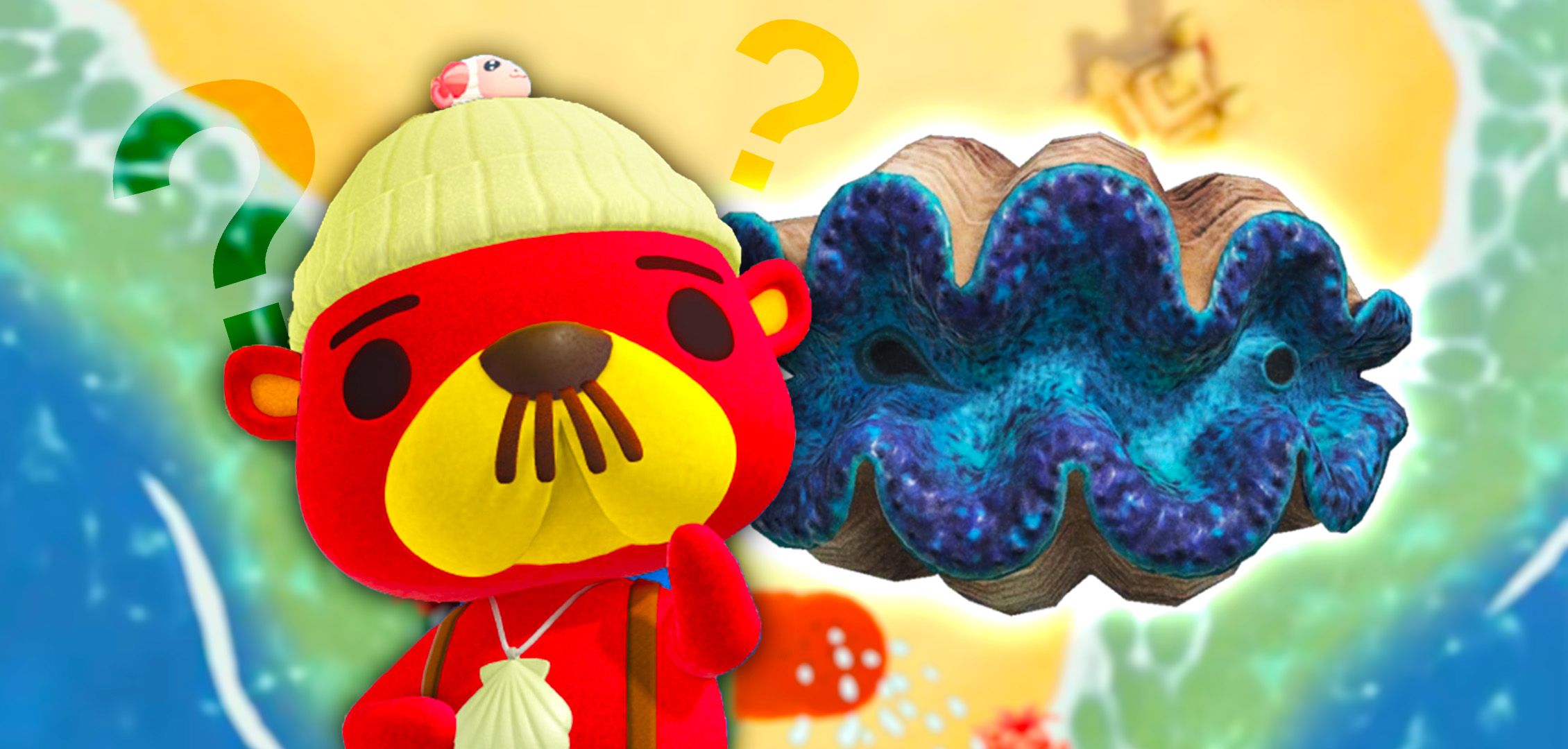 The Gigas Giant Clam and a happy Pascal from Animal Crossing: New Horizons​​​​​​​. 