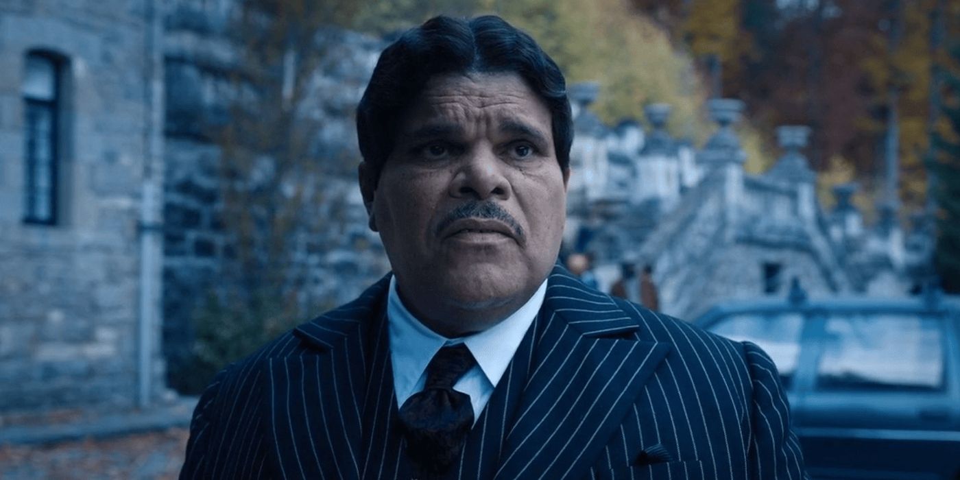 Gomez Addams looking into the distance in Wednesday.