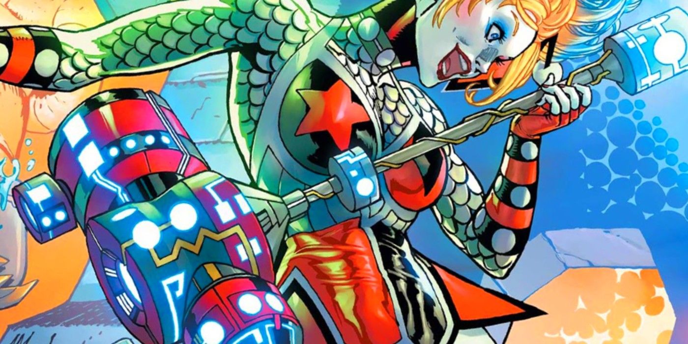 harley quinn has a cosmic space hammer