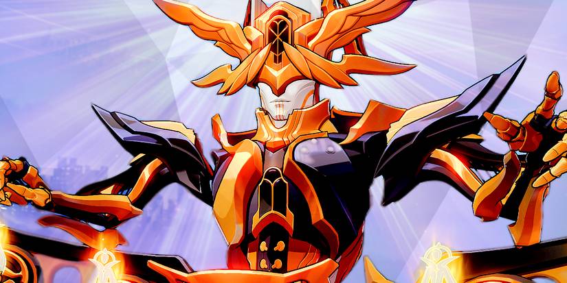 Honkai Star Rail's Harmonious Choir The Great Septimus extends its arms, with light behind it.