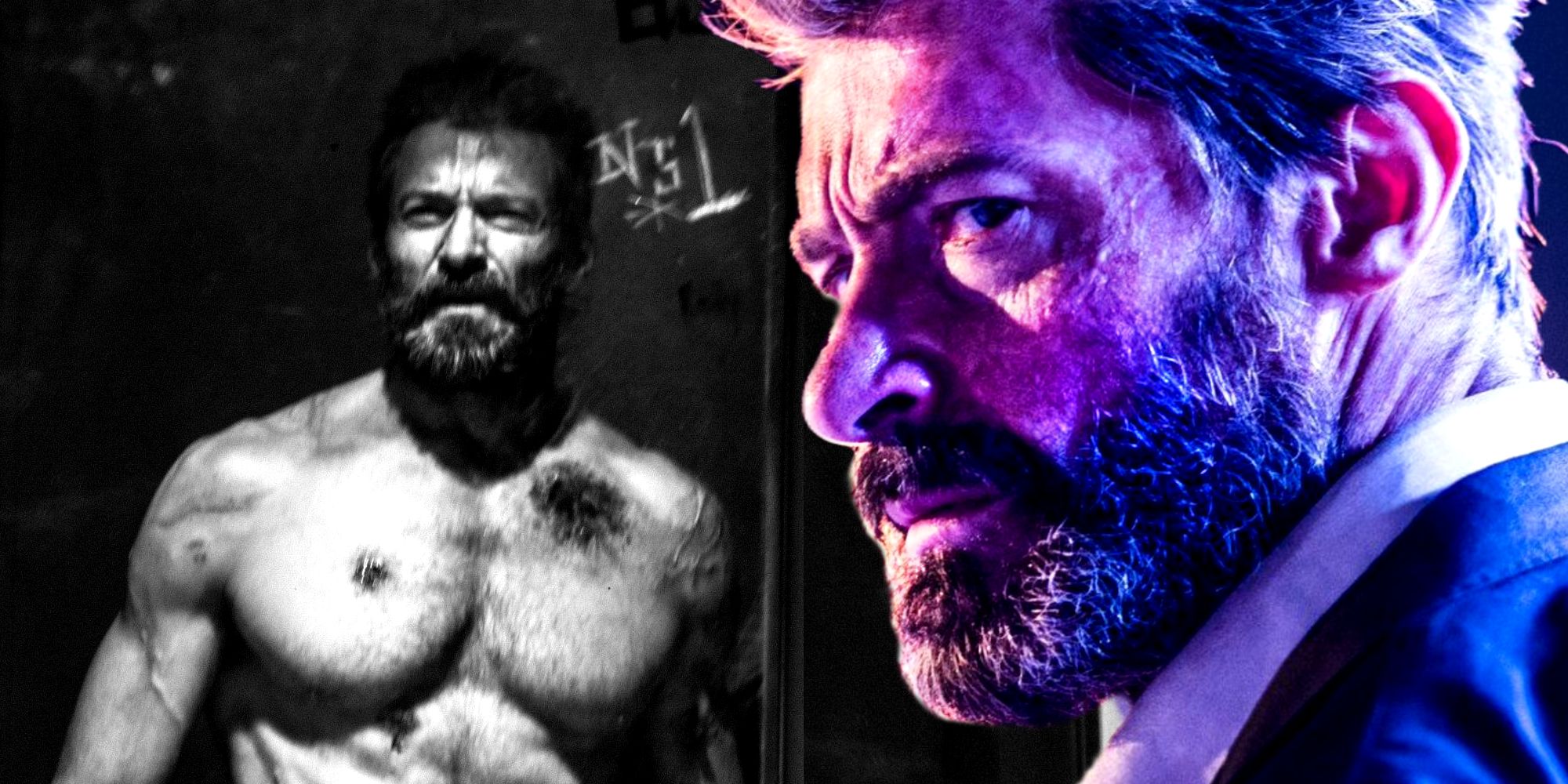 Wolverine de Hugh Jackman se olha no espelho em Logan de James Mangold (2017)