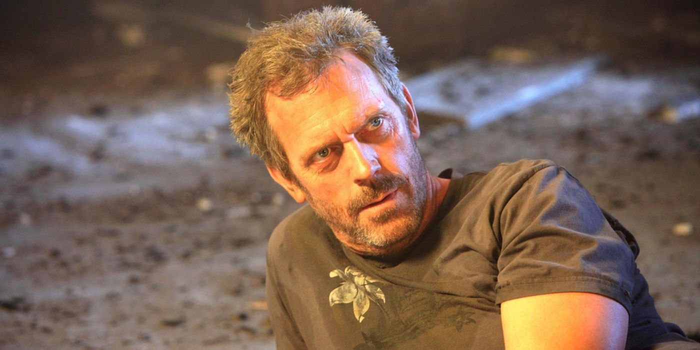 Hugh Laurie as House looking dishelved in the House series finale