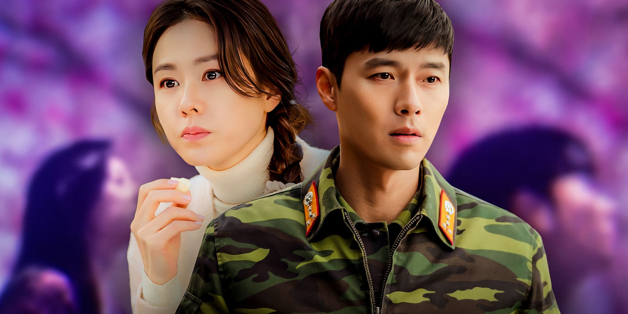 Se-ri and Jeong-hyeok from Crash Landing on You in front of Queen of Tears' characters
