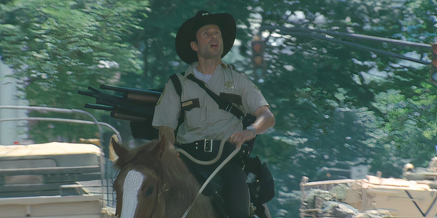 Rick (Andrew Lincoln) arrives in Atlanta on The Walking Dead Season 1 Episode 1