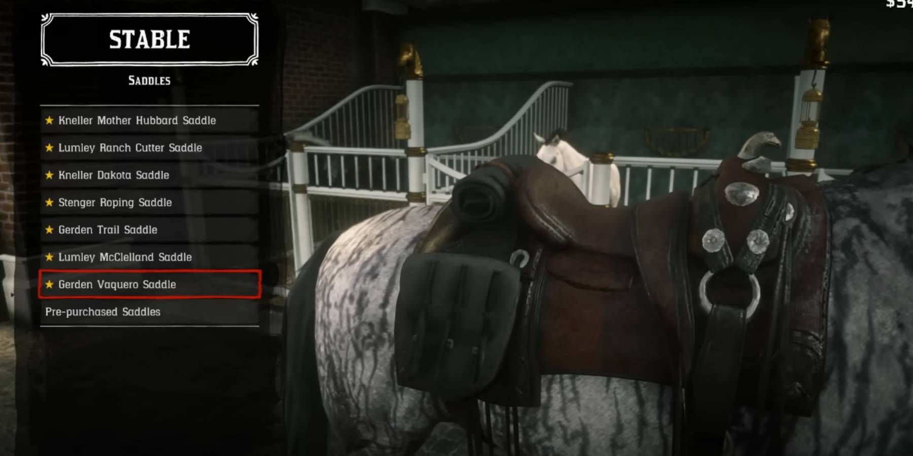 Red Dead Redemption 2 Gerden Vaquero Saddle from Stable to improve Horse stats