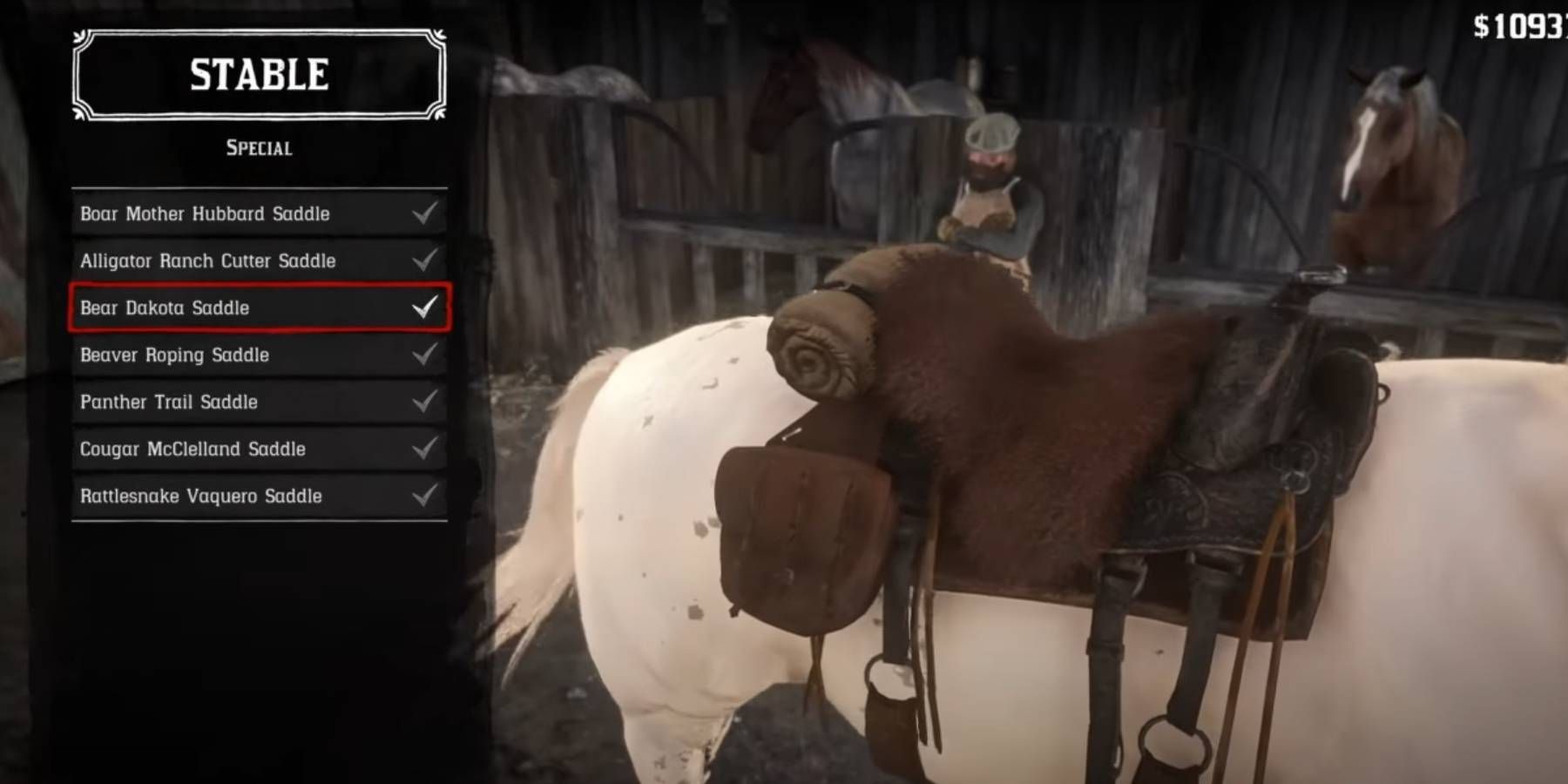 Red Dead Redemption 2 Bear Dakota Saddle used to improve horse stats