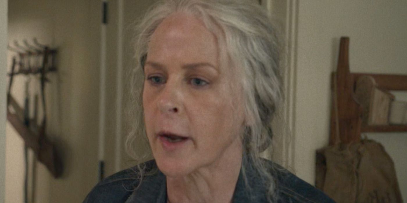 Carol (Melissa McBride) searches for a rat on The Walking Dead Season 10 Episode 21