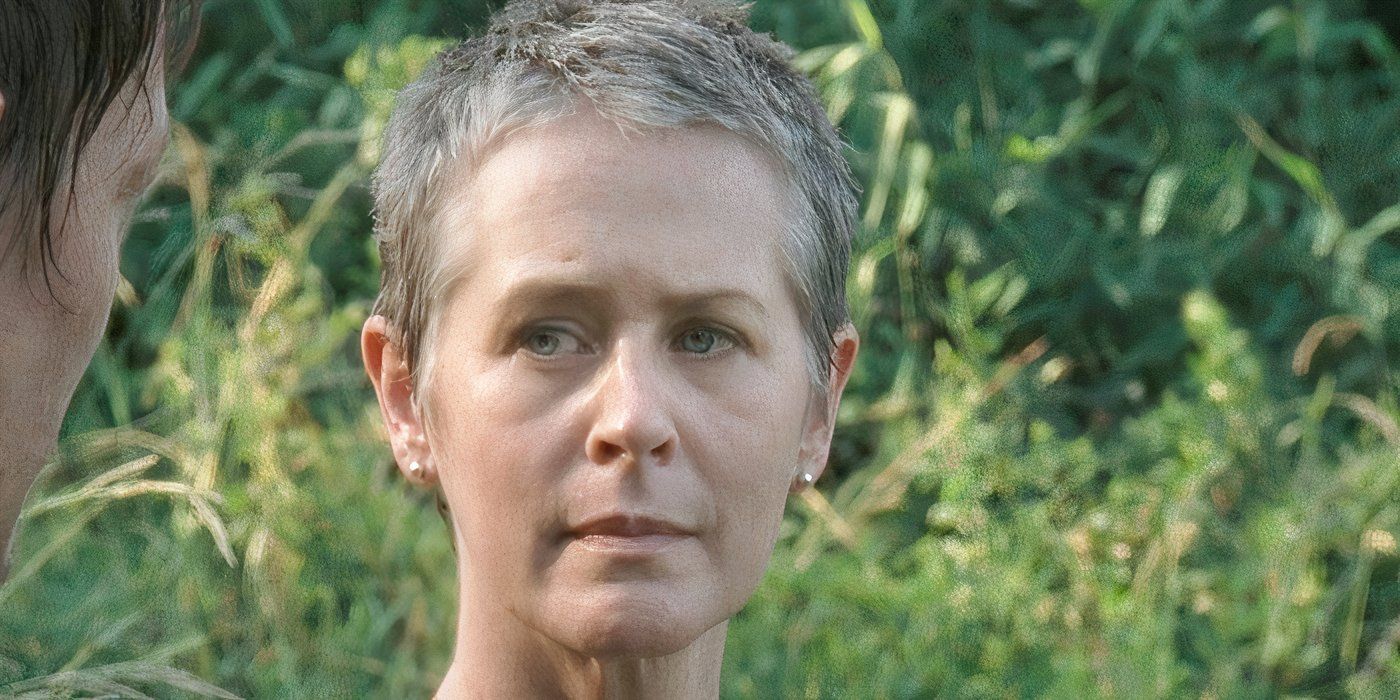 Carol (Melissa McBride) on The Walking Dead Season 2 standing in front of a green field