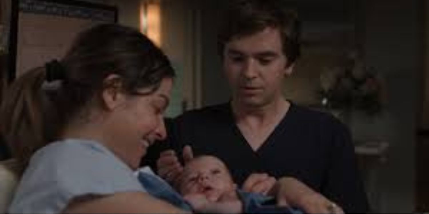 The Good Doctor Shaun looks worried while Lea holds the baby