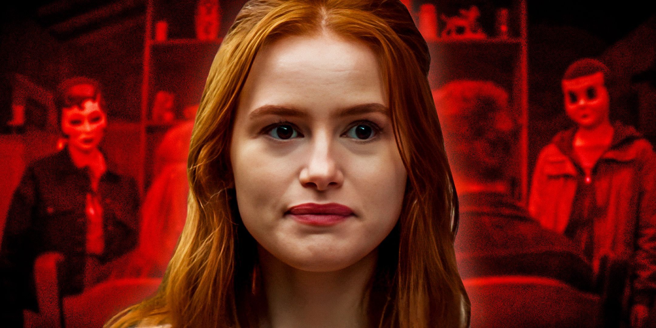 Madelaine Petsch as Maya and the killers in The Strangers: Chapter 1