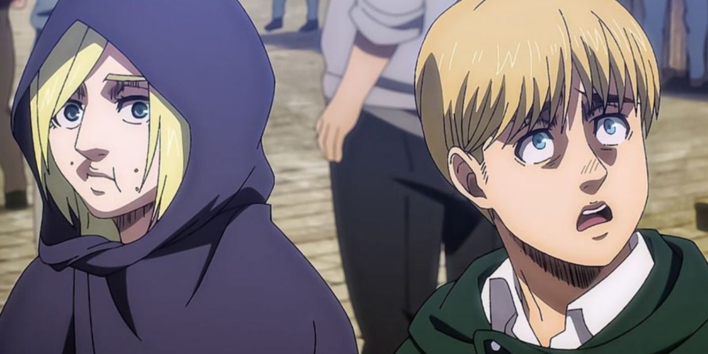 Armin e Annie se reencontram depois que ela escapa de seu cristal em Attack on Titan