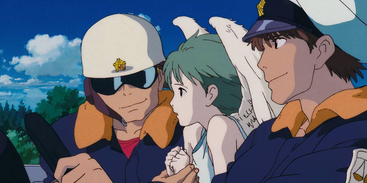 Chaga Aska and Angel in the car in the On Your Mark Miyazaki short