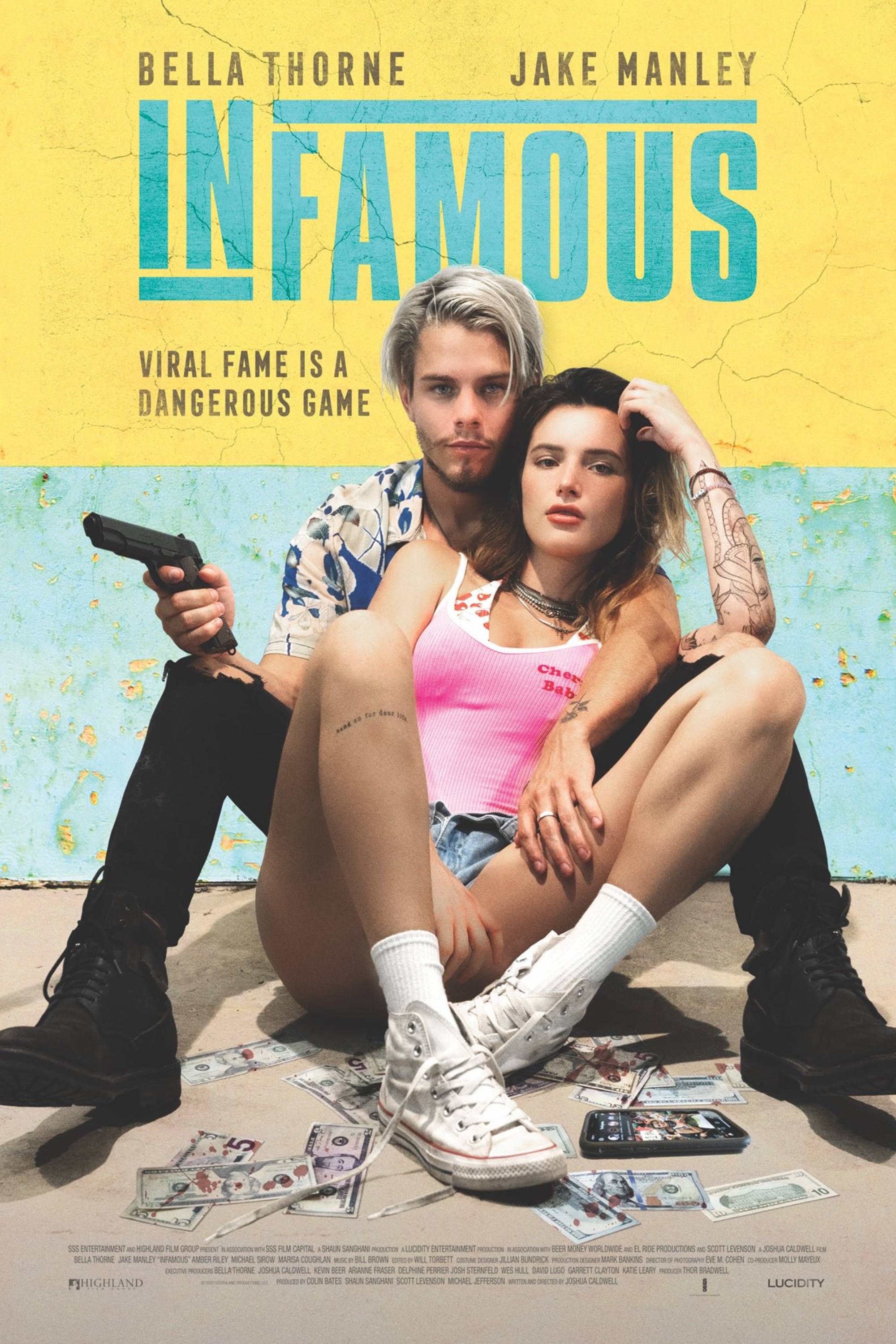 Infamous (2020) - Poster - Bella Thorne &amp; Jake Manley Holding A Gun