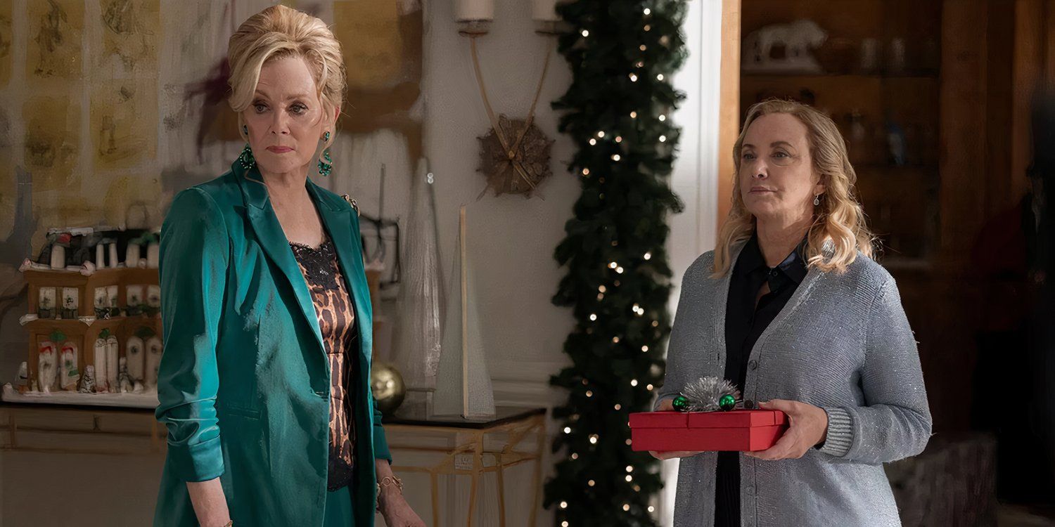 J. Smith-Cameron como Cathy Vance y Jean Smart como Deborah en la feroz fiesta de Navidad de Hacks